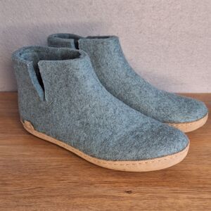 Glerups Wool Slipper Boots Women’s EU 41 US 10 Sea Blue Leather Sole Cozy